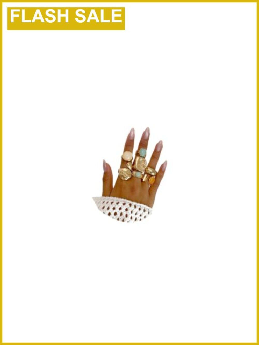 Chunky Gold Statement Ring Set - Vintage Rhinestone Knuckle Rings